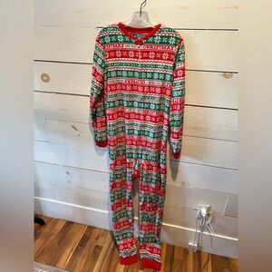 Jammies for your Families size 18-20 kids Festive Christmas Onesie Pajamas, EUC